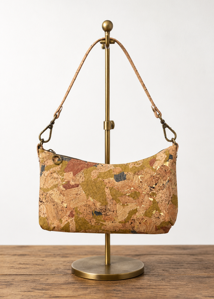 Handcrafted Baguette Bag II in premium Portuguese cork with shoulder and crossbody strap