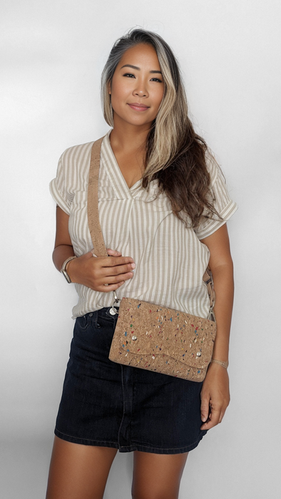 Rivet Sling Crossbody in Natural Confetti Cork