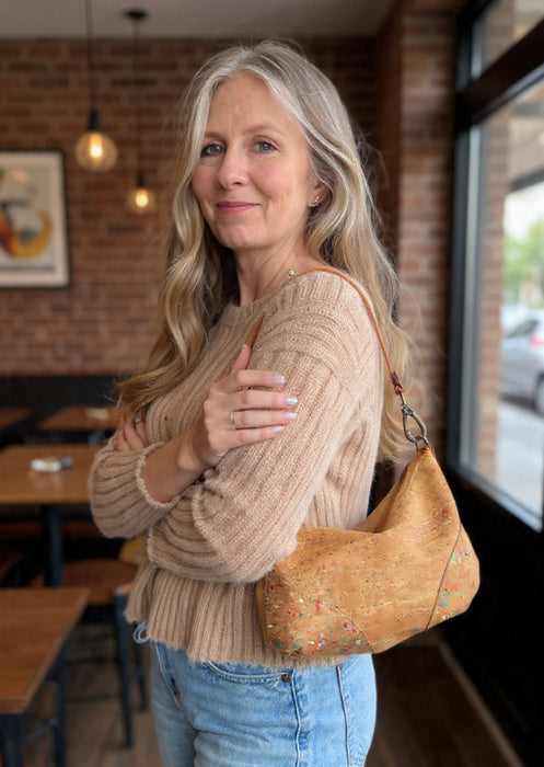 Baguette Bag II in Natural and Confetti Cork