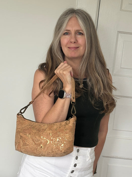 Baguette Bag II in Marble Green and Natural Cork