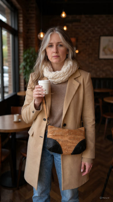 Baguette Bag II in Natural and Confetti Cork