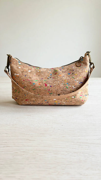 Front view of Confetti Cork Baguette Bag II