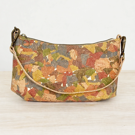 Baguette II cork bag in Dark Mosaic with antique brass hardware