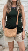 Green Marble Cork Baguette Bag II worn crossbody
