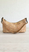 Front view of Natural Gold Fleck Cork Baguette Bag II