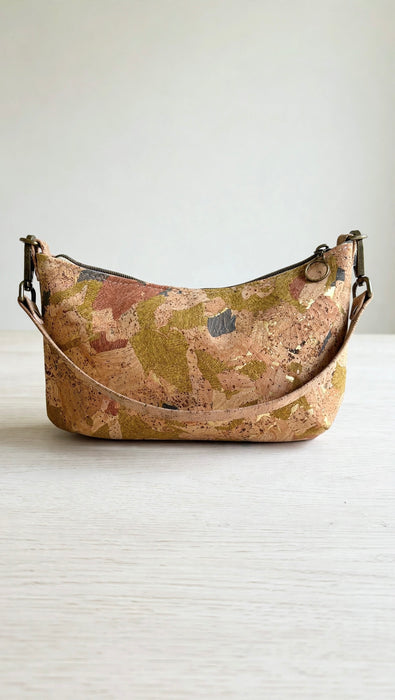 Front view of Light Mosaic Cork Baguette Bag II