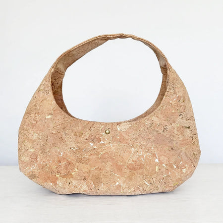 Crescent Slouchy Shoulder Bag in Natural Gold Fleck Portuguese cork