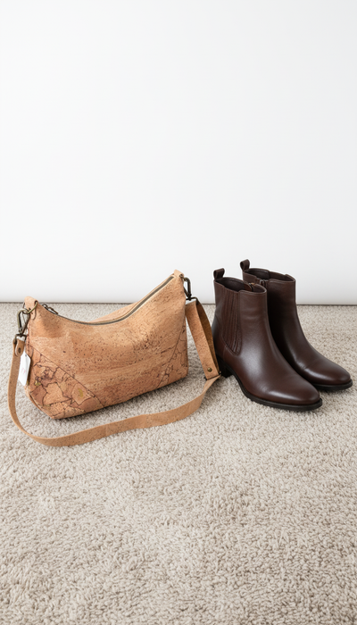 Medium Crossbody Bag in Natural and Gold Fleck Cork