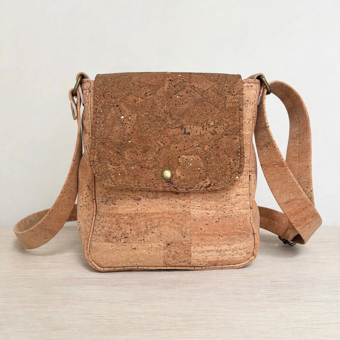 Everyday Crossbody Bag in Toffee Portuguese cork with subtle gold flecks