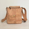 Top view of Natural Cork Everyday Crossbody Bag with secure zipper under flap