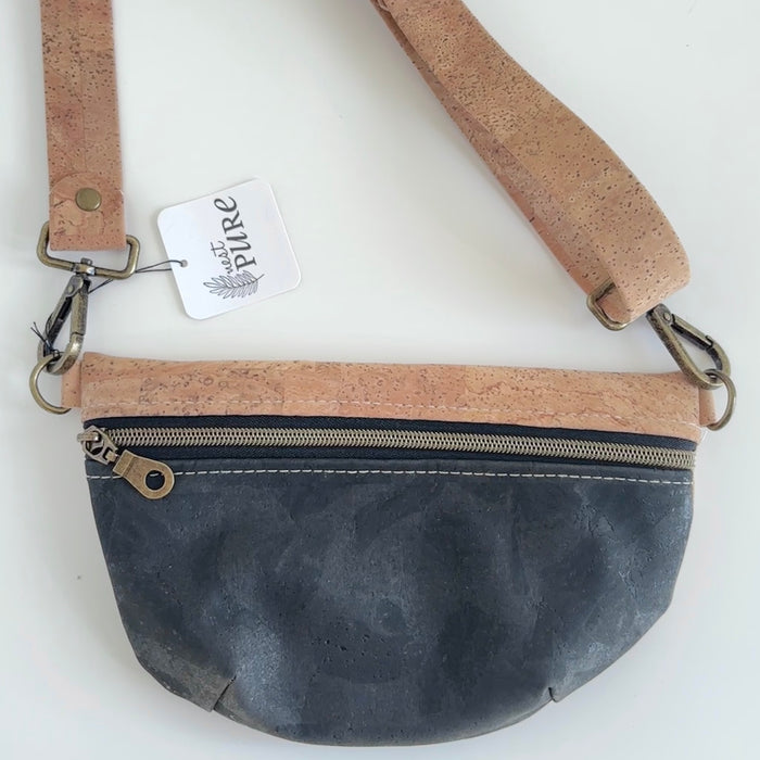 Mini Fanny Pack in Natural and Black Cork