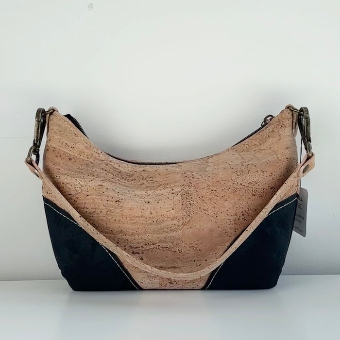 Baguette Bag II in Natural and Black Cork