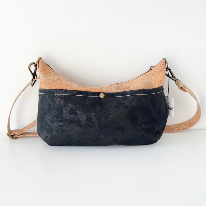 Medium Crossbody Bag in Natural and Black Cork