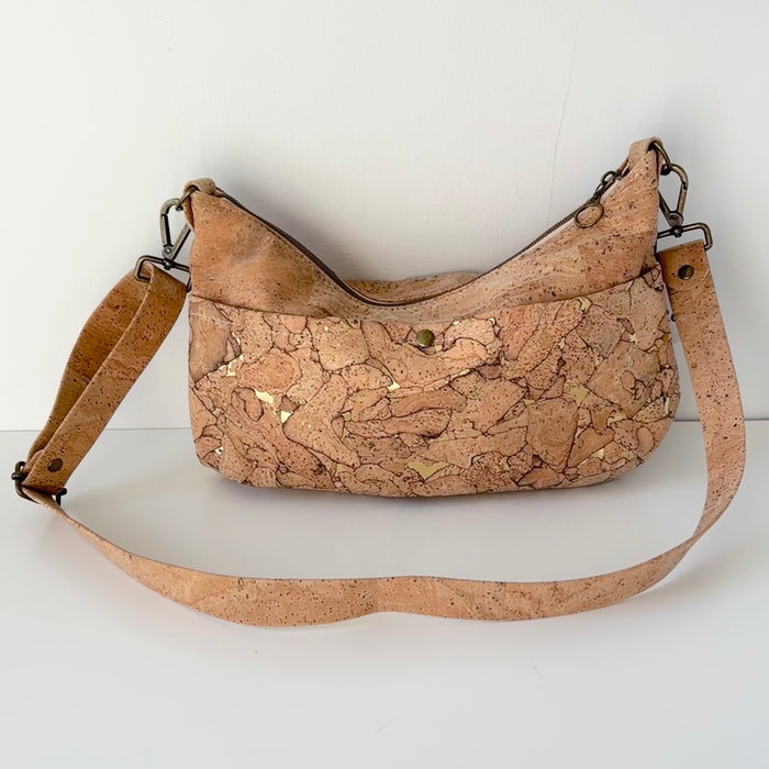Medium Crossbody Bag in Natural and Gold Fleck Cork