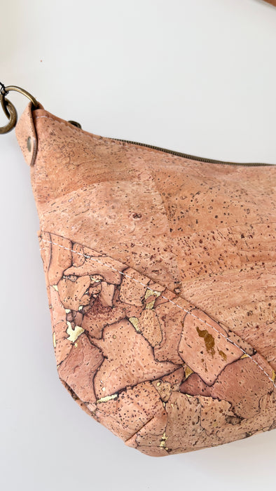 Medium Crossbody Bag in Natural and Gold Fleck Cork