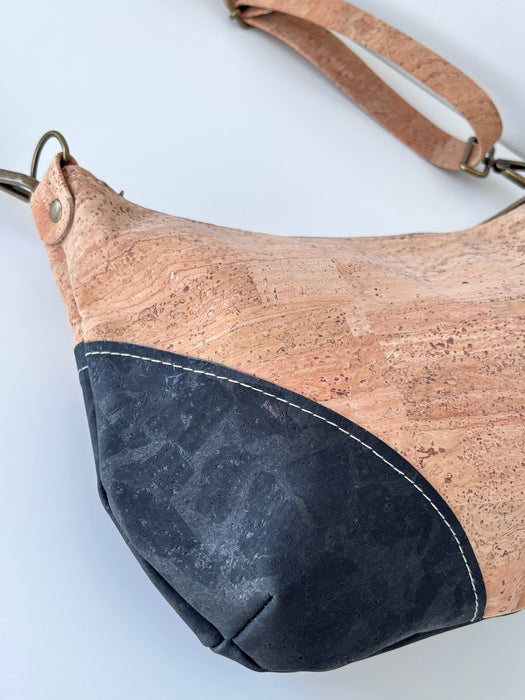 Medium Crossbody Bag in Natural and Black Cork