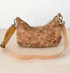 Medium Crossbody Bag in Natural Swirl Portuguese cork with adjustable strap photo of the back pocket