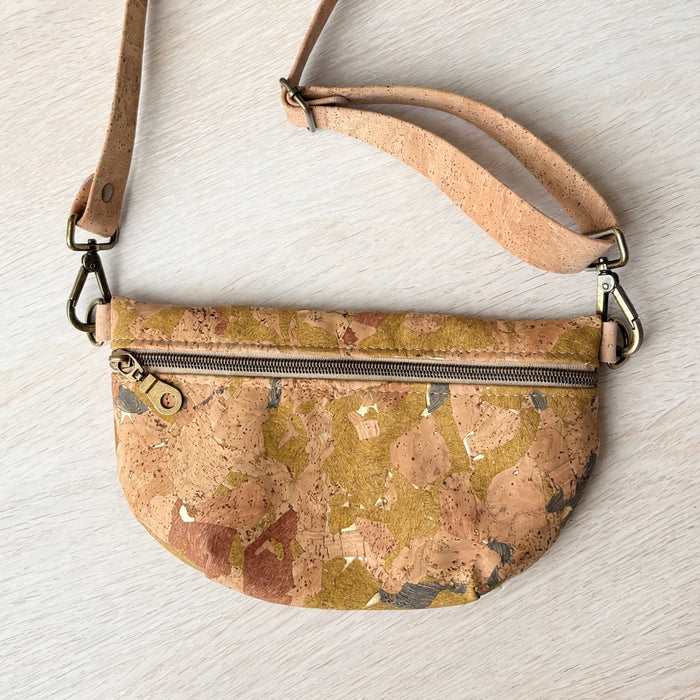 Mini Fanny Pack in Light Mosaic Portuguese cork with adjustable strap