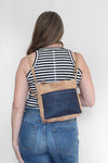 Small Zip Top Crossbody Backpack on a model