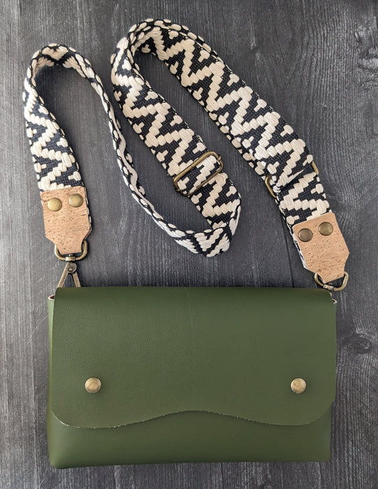 Rivet Sling Crossbody in Catus Leather and Cork