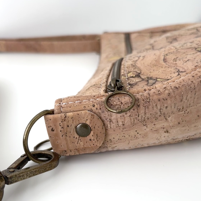 Semi Round Crossbody in Gold Fleck Cork and Natural Cork