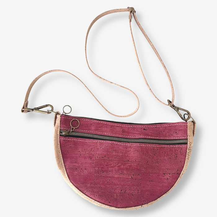 Semi Round Crossbody in Gum Drop Cork and Natural Cork