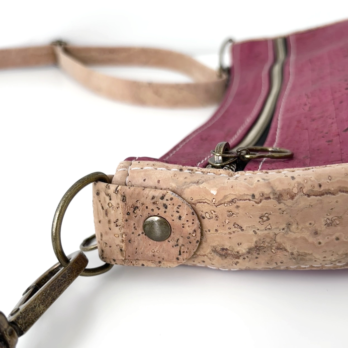 Semi Round Crossbody in Gum Drop Cork and Natural Cork