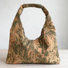 Slouchy Zipper Shoulder Bag in Green Marble Portuguese cork