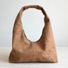 Slouchy Zipper Shoulder Bag in Toffee Portuguese cork with subtle gold flecks