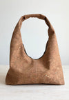 Front view of Toffee Cork Slouchy Zipper Shoulder Bag