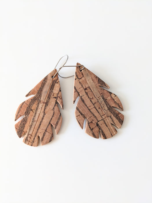 Cork Earrings Medium Leaf  (11 Colors)