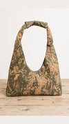 Handcrafted Slouchy Zipper Shoulder Bag in Premium Green Marble Cork