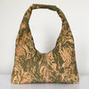 Slouchy Zipper Shoulder Bag in Premium Green Marble Cork