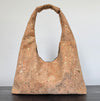 Handcrafted slouchy zipper shoulder bag in Premium Natural Gold Fleck Cork