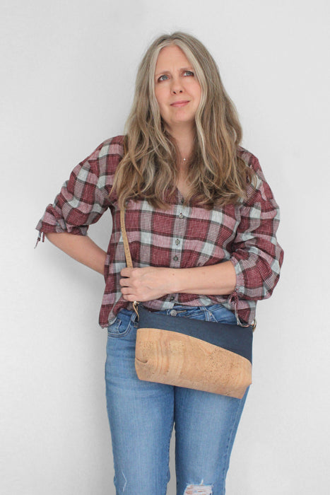 Diagonal Crossbody in Midnight Blue Cork model