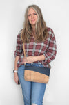 Diagonal Crossbody in Midnight Blue Cork on model