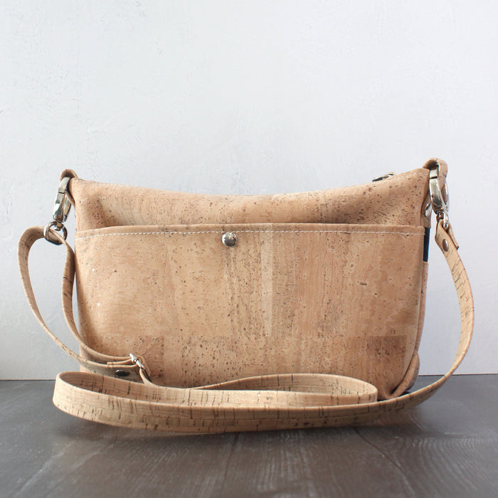 Diagonal Crossbody in Natural Silver Cork