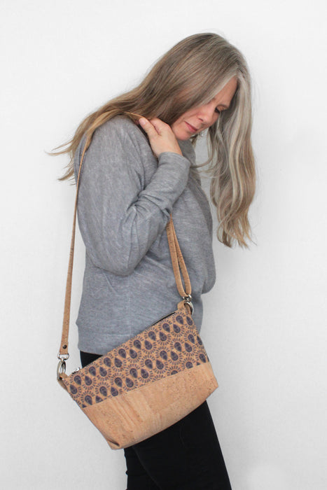 Diagonal Crossbody in Natural Stripe Cork