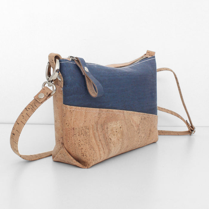 Diagonal Crossbody in Midnight Blue Cork