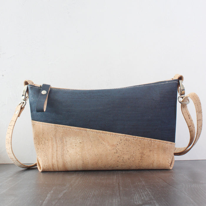 Diagonal Crossbody in Midnight Blue Cork