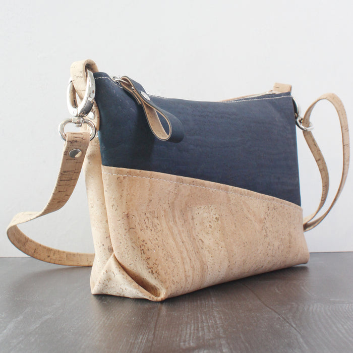 Diagonal Crossbody in Midnight Blue Cork