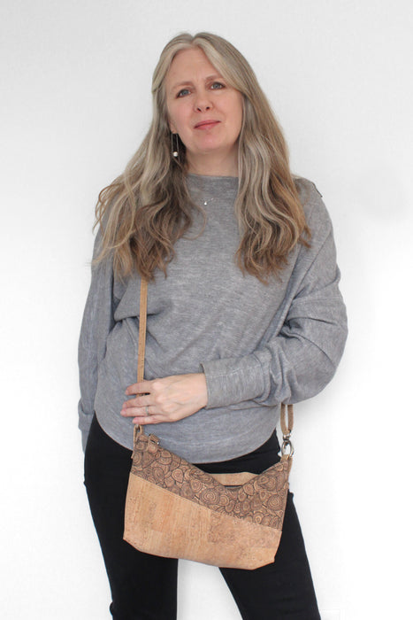 Diagonal Crossbody in Natural Stripe Cork