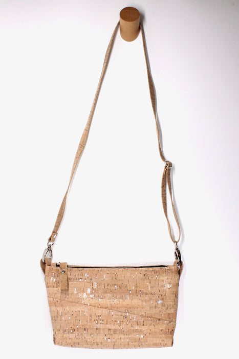 Diagonal Crossbody in Natural Silver Cork