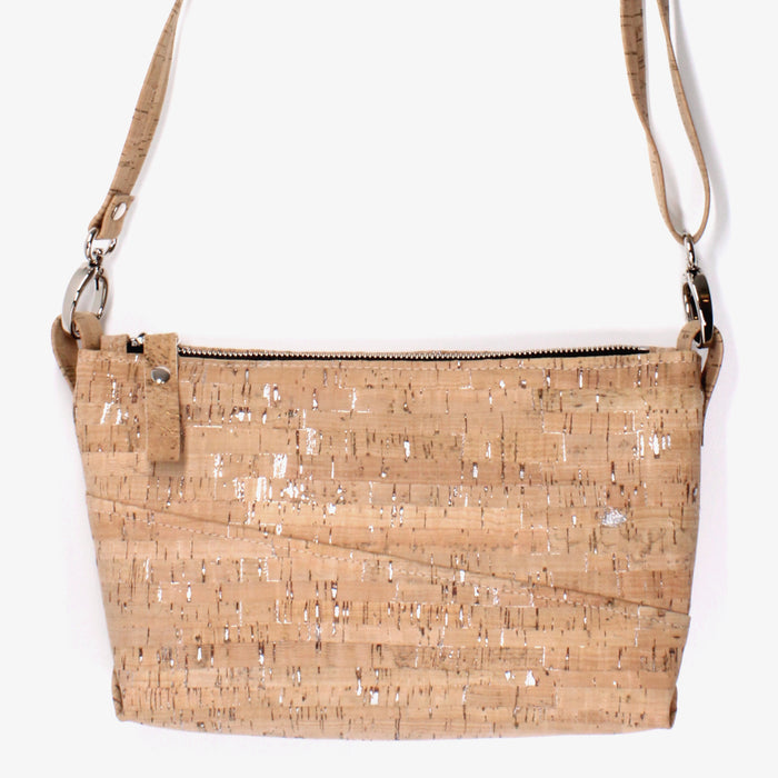 Diagonal Crossbody in Natural Silver Cork