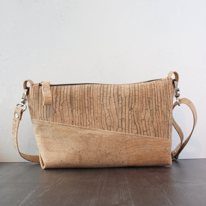 Diagonal Crossbody in Natural Stripe Cork