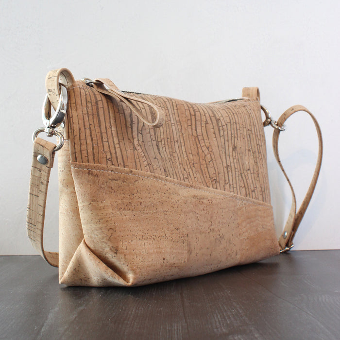 Diagonal Crossbody in Natural Stripe Cork