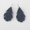 Cork Earrings Medium Leaf Midnight Blue