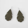 Cork Earrings Medium Leaf Olive
