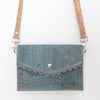 Scallop Bag Crossbody in Teal Gray Dyed Cork