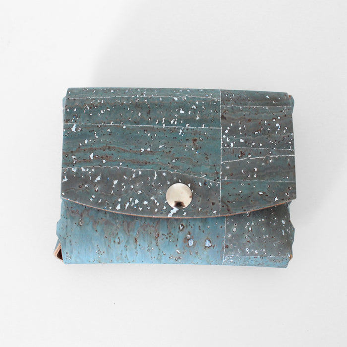 Snap Coin Pouch Teal Galaxy Dyed Cork